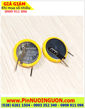 Panasonic CR2032/VCN (chân thép-2 chấu hàn), Pin CMOS lithium 3v Panasonic CR2032/VCN /X.xứ Indonesia